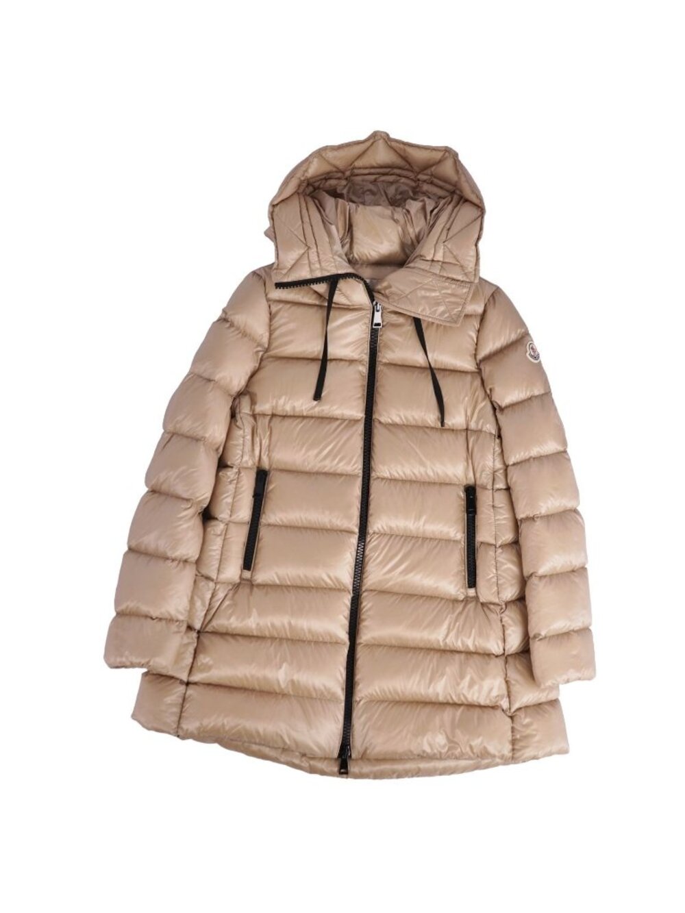 Moncler Coat Long Suyen Down Hooded Nylon Beige 0